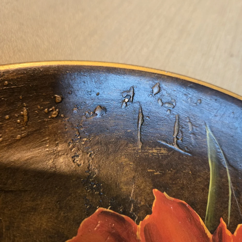 Decorative Plate in Black/Bronze w/ Poppy Design - Picture 5 of 9